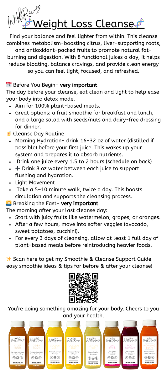 Weight Loss Cleanse Guide & Schedule